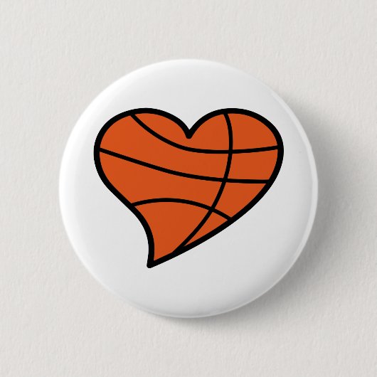 Basketbal Hart Ronde Button 5,7 Cm (Voorkant)