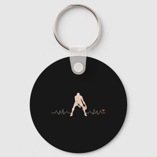 Basketbal Hartslag Speler Gift 1 Sleutelhanger (Voorkant)