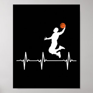 Basketbal hartslag voor mannen en jongens poster