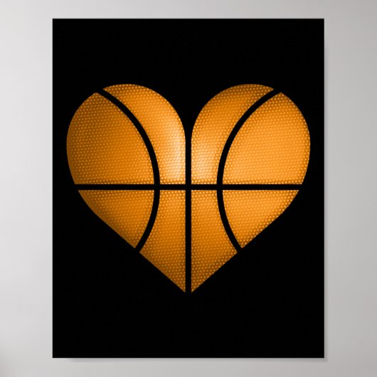 Basketbal Heart Design Grappig cadeau voor Valenti Poster (Voorkant)