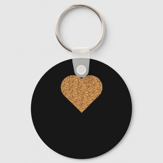Basketbal Heart Love Design Sleutelhanger (Voorkant)