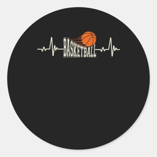 Basketbal Heartbeat 3 Ronde Sticker (Voorkant)