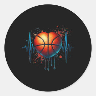 Basketbal Heartbeat 8 Ronde Sticker