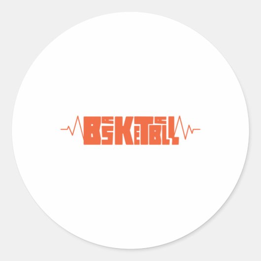Basketbal Heartbeat 9 Ronde Sticker (Voorkant)