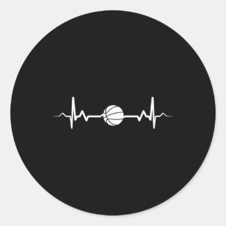 Basketbal Heartbeat Gift Idee 1 Ronde Sticker