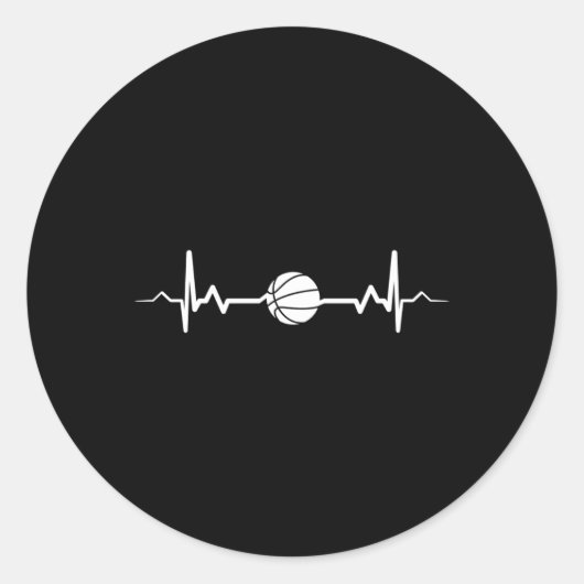 Basketbal Heartbeat Gift Idee 1 Ronde Sticker (Voorkant)