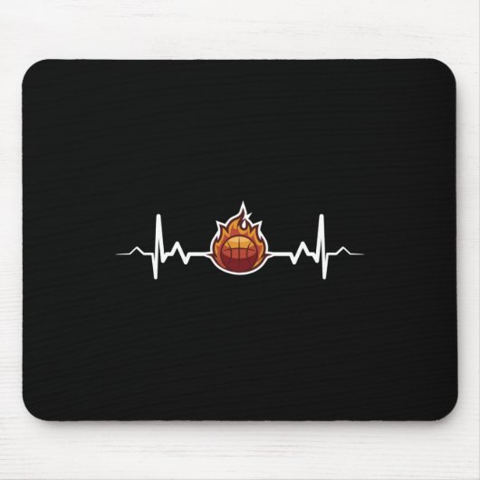 Basketbal Heartbeat Gift Idee Muismat (Voorkant)