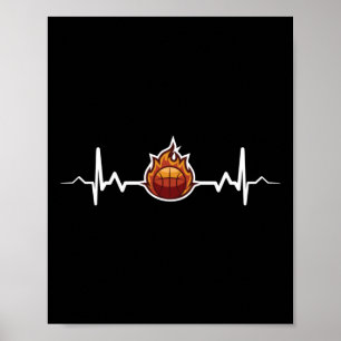 Basketbal Heartbeat Gift Idee Poster