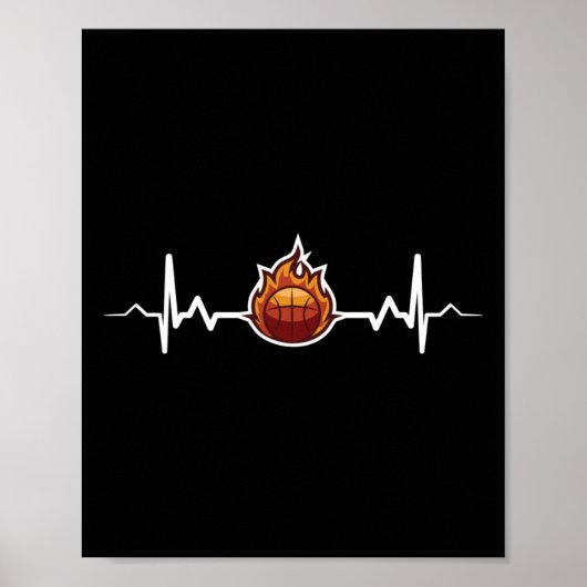 Basketbal Heartbeat Gift Idee Poster (Voorkant)