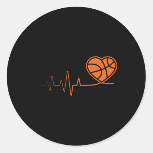 Basketbal Heartbeat Sport Motief Ronde Sticker