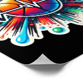 Basketbal Heartbeat Sticker - ideaal voor sport Poster (Hoek)