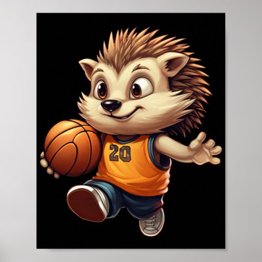 Basketbal Hedgehog 1 Poster (Voorkant)