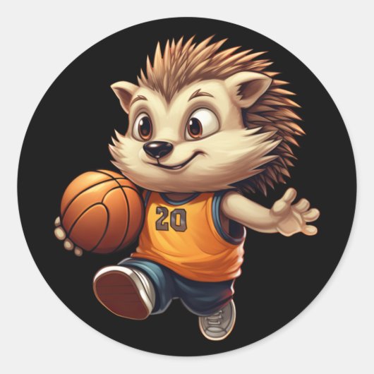 Basketbal Hedgehog 1 Ronde Sticker (Voorkant)