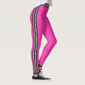 Basketbal Heet Roze Wit Gestreepte Varsity Sport Leggings (Rechts)
