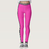 Basketbal Heet Roze Wit Gestreepte Varsity Sport Leggings (Voorkant)