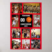 Basketbal Herinneringen Rood Foto Collage Poster (Voorkant)