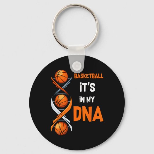 Basketbal Het zit in mijn DNA Fun Player Coach Tea Sleutelhanger (Voorkant)