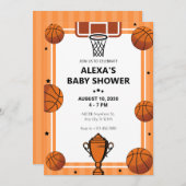 Basketbal hoepel trofee baby shower kaart (Voorkant / Achterkant)