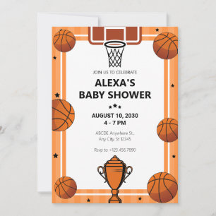 Basketbal hoepel trofee baby shower kaart
