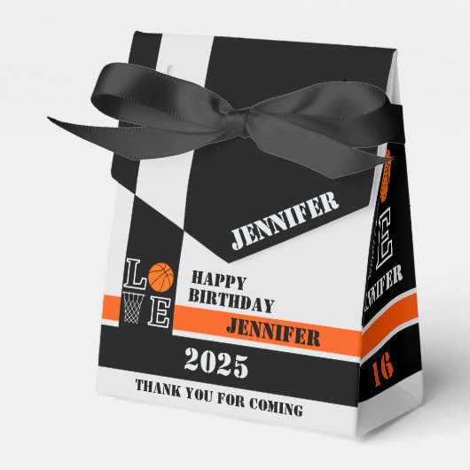 Basketbal hoepels, basketbalspeler cadeau, verjaar bedankdoosjes (Voorkant Zijde)