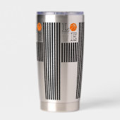 Basketbal hoepels, basketbalspeler geïsoleerde drinkbeker (Achterkant)