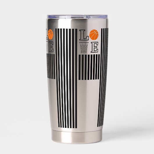 Basketbal hoepels, basketbalspeler geïsoleerde drinkbeker (Voorkant)