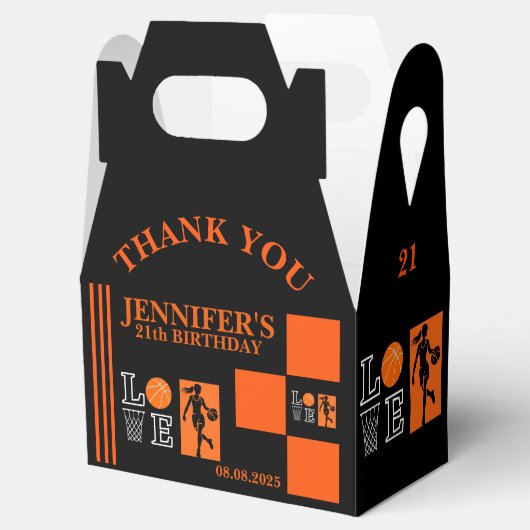 Basketbal hoepels, basketbalspeler verjaardag bedankdoosjes (Geopend)