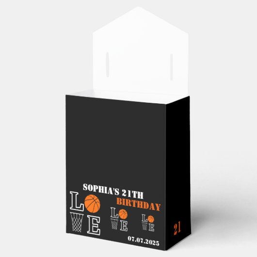 Basketbal hoepels, basketbalspeler verjaardagscade bedankdoosjes (Geopend)