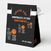 Basketbal hoepels, basketbalspeler verjaardagscade bedankdoosjes (Achterkant)