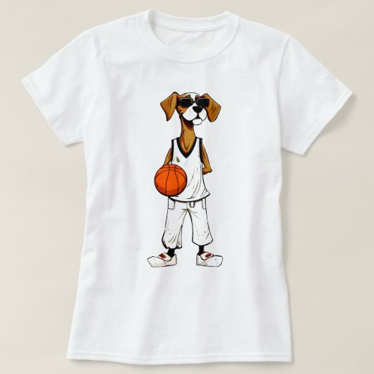 Basketbal Hond T-shirt (Design voorkant)