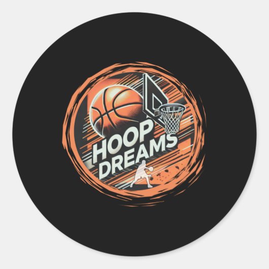 Basketbal Hoop Dreams Actief Ronde Sticker (Voorkant)