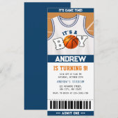 Basketbal Hoopla Verjaardag Bash Ticket Uitnodigin Kaart (Voorkant / Achterkant)