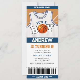 Basketbal Hoopla Verjaardag Bash Ticket Uitnodigin Kaart
