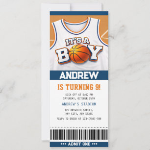 Basketbal Hoopla Verjaardagsfeest Ticket Uitnodigi Kaart