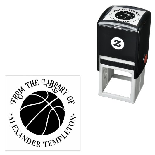 Basketbal Hoops Sport Bibliotheek Ronde Boek Naam Zelfinktende Stempel (In situ)