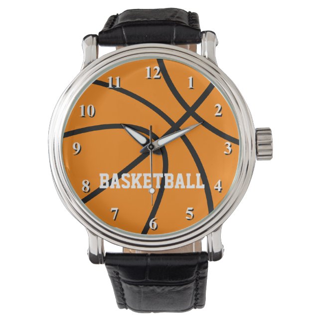 Basketbal horloge met aangepaste tekst (Voorkant)