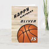 Basketbal Hout Vloer Sport Gelukkige Verjaardag Kaart (Voorkant)