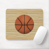 Basketbal & Houten Hof Achtergrond: Mousepad Muismat (Met muis)