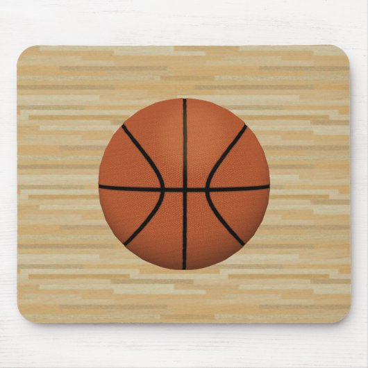 Basketbal & Houten Hof Achtergrond: Mousepad Muismat (Voorkant)