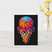 Basketbal Ice Cream Drip voor Jongens Meisjes Jeug Kaart (Gele Bloem)