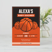 Basketbal iconische zwart sinaasappel baby shower kaart (Staand voorkant)