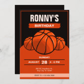 Basketbal iconische zwart sinaasappel verjaardag kaart (Voorkant / Achterkant)