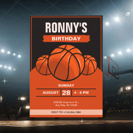 Basketbal iconische zwarte oranje verjaardag  kaart