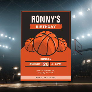 Basketbal iconische zwarte oranje verjaardag  kaart