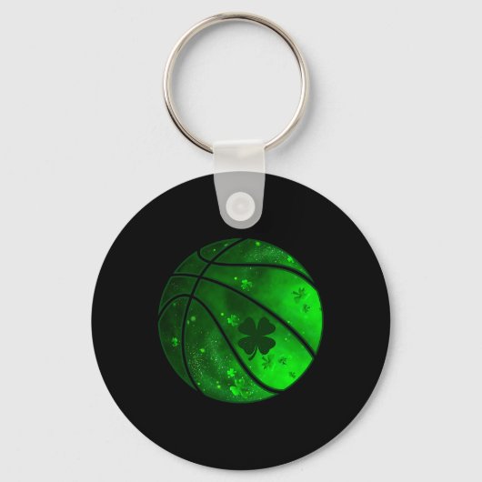 Basketbal Ierse Shamrock Lucky Clover St Patrick' Sleutelhanger (Voorkant)
