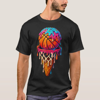 Basketbal ijsdrip voor jongens meisjes jeugd Bas T-shirt