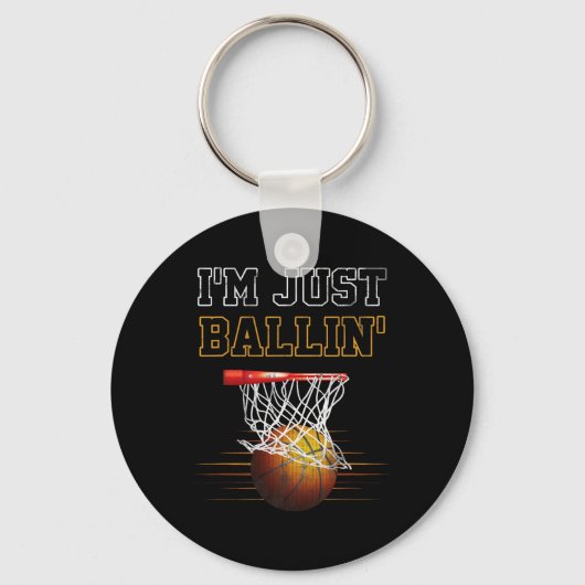 Basketbal Ik ben gewoon Ballin' Coach speler Team Sleutelhanger (Voorkant)