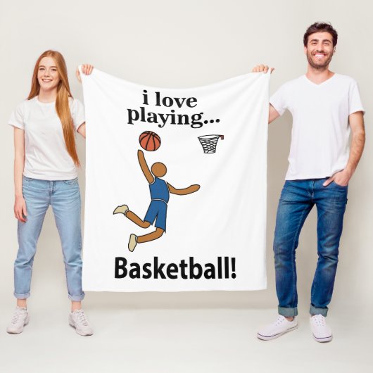 Basketbal Ik hou van basketbal spelen Fleece Deken (In situ)