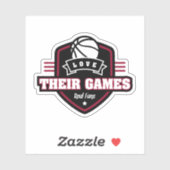 Basketbal Ik hou van hun spel met veel teamkleuren Sticker (Vel)