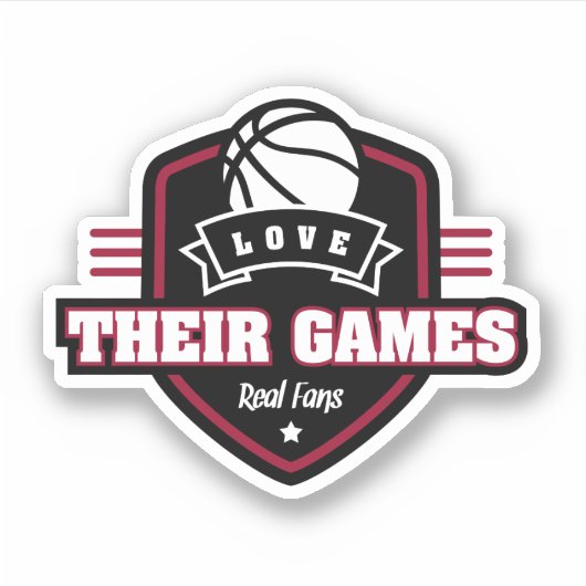 Basketbal Ik hou van hun spel met veel teamkleuren Sticker (Voorkant)